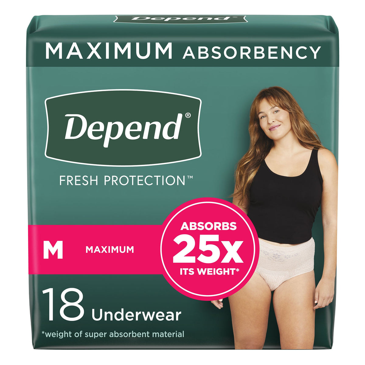 Depend® Fresh Protection Protective Underwear For Women Medium Pack of 18