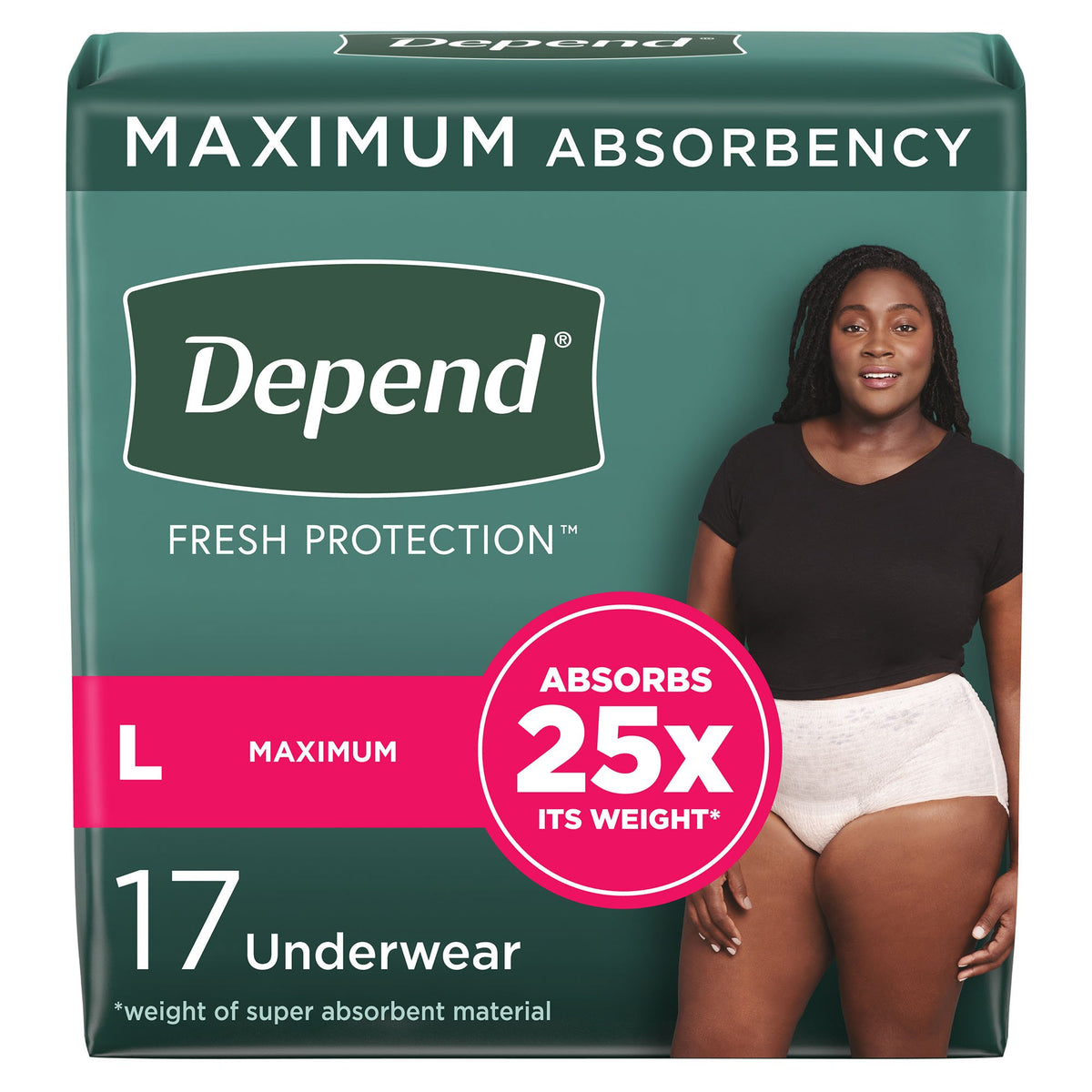 Depend® Fresh Protection Protective Underwear For Women Large Pack of 17