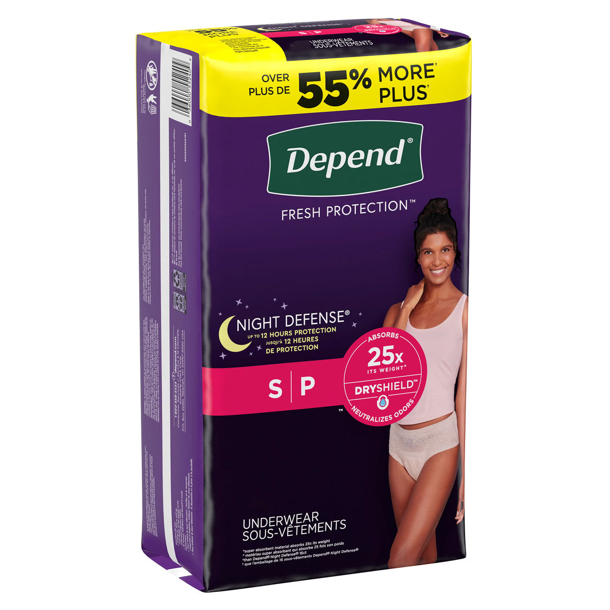 Depend Night Defense Underwear for Women, Small pack, left side