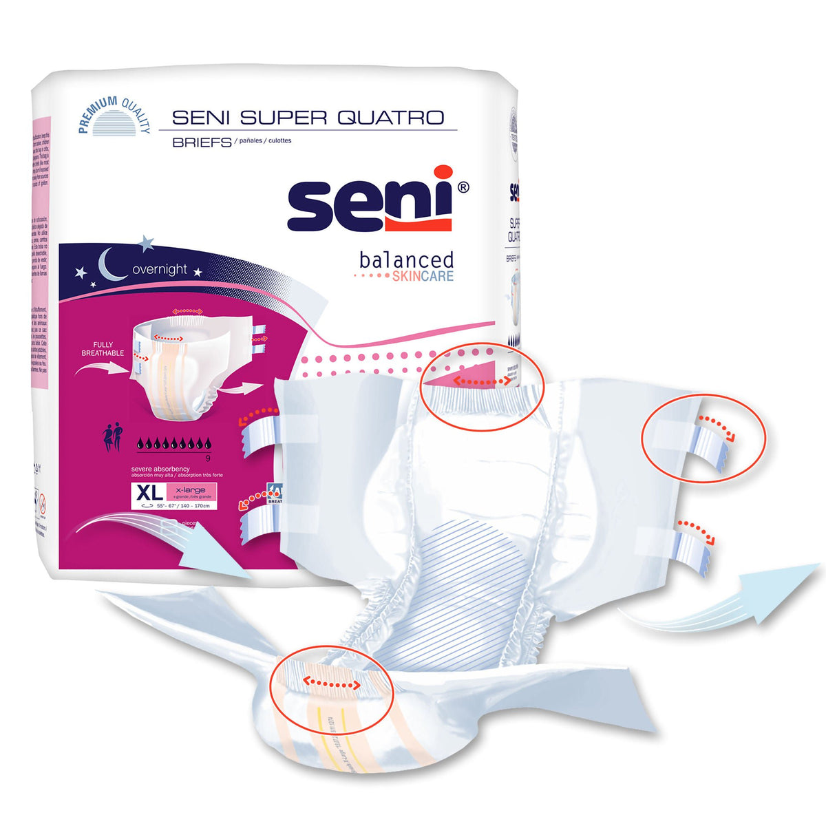 Seni Super Quatro brief shown with X-Large bag