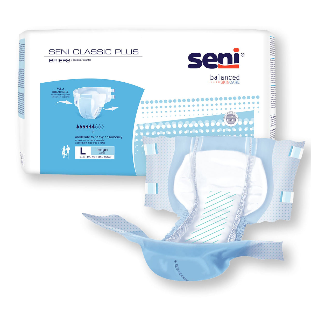 Seni Classic Plus brief shown with Large bag