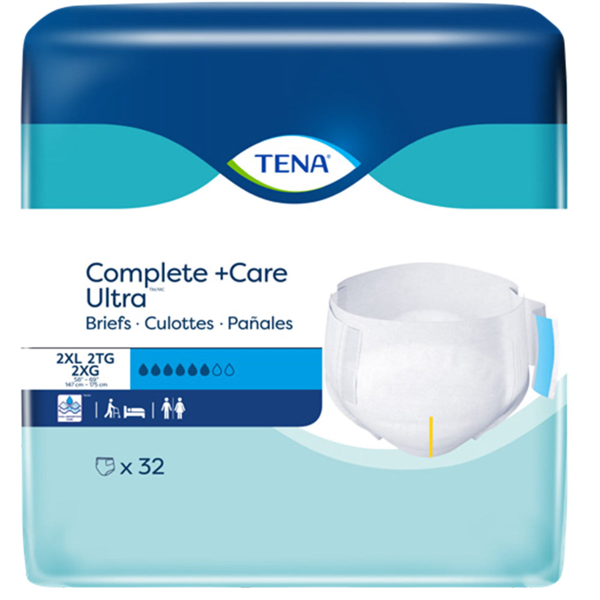 TENA Complete Care Ultra Briefs 2X-Large (58"-69") Case of 64 Front