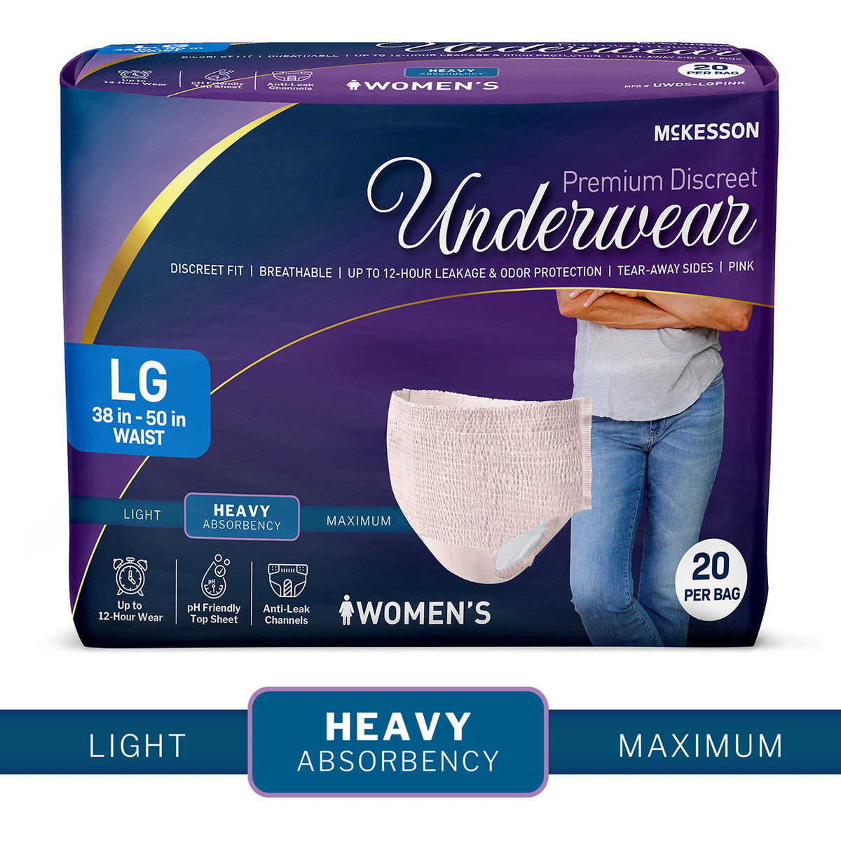 McKesson Premium Discreet Pull On with Tear Away Seams Underwear Adult Heavy Absorbency