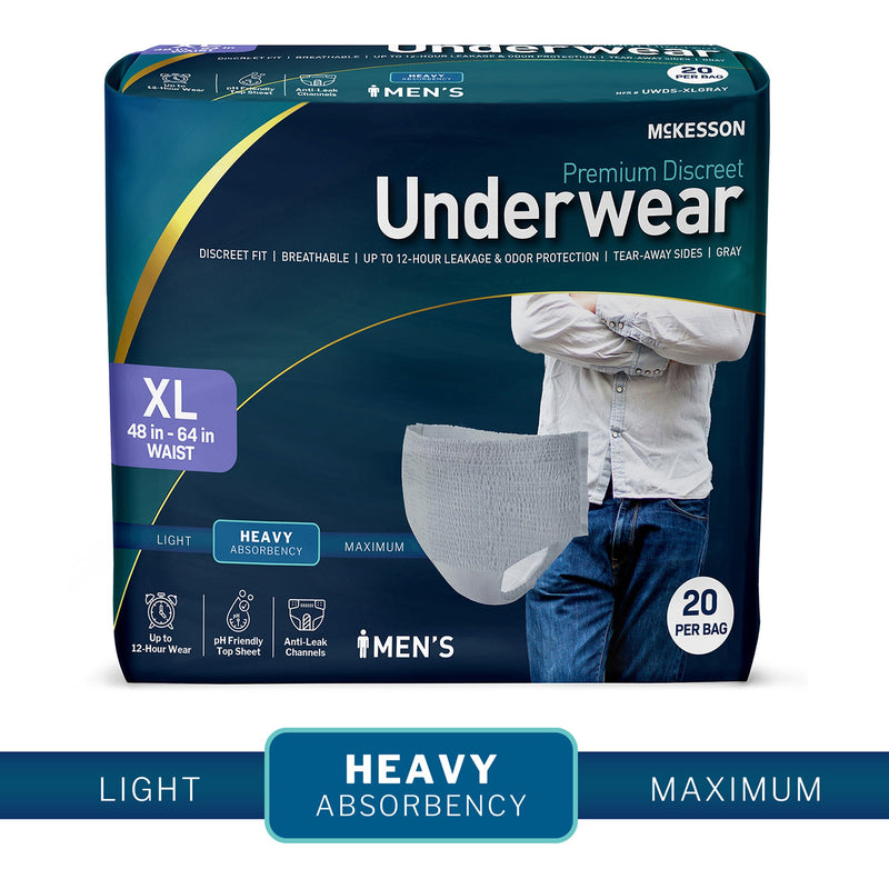 McKesson Premium Discreet Pull On with Tear Away Seams Underwear Adult Heavy Absorbency