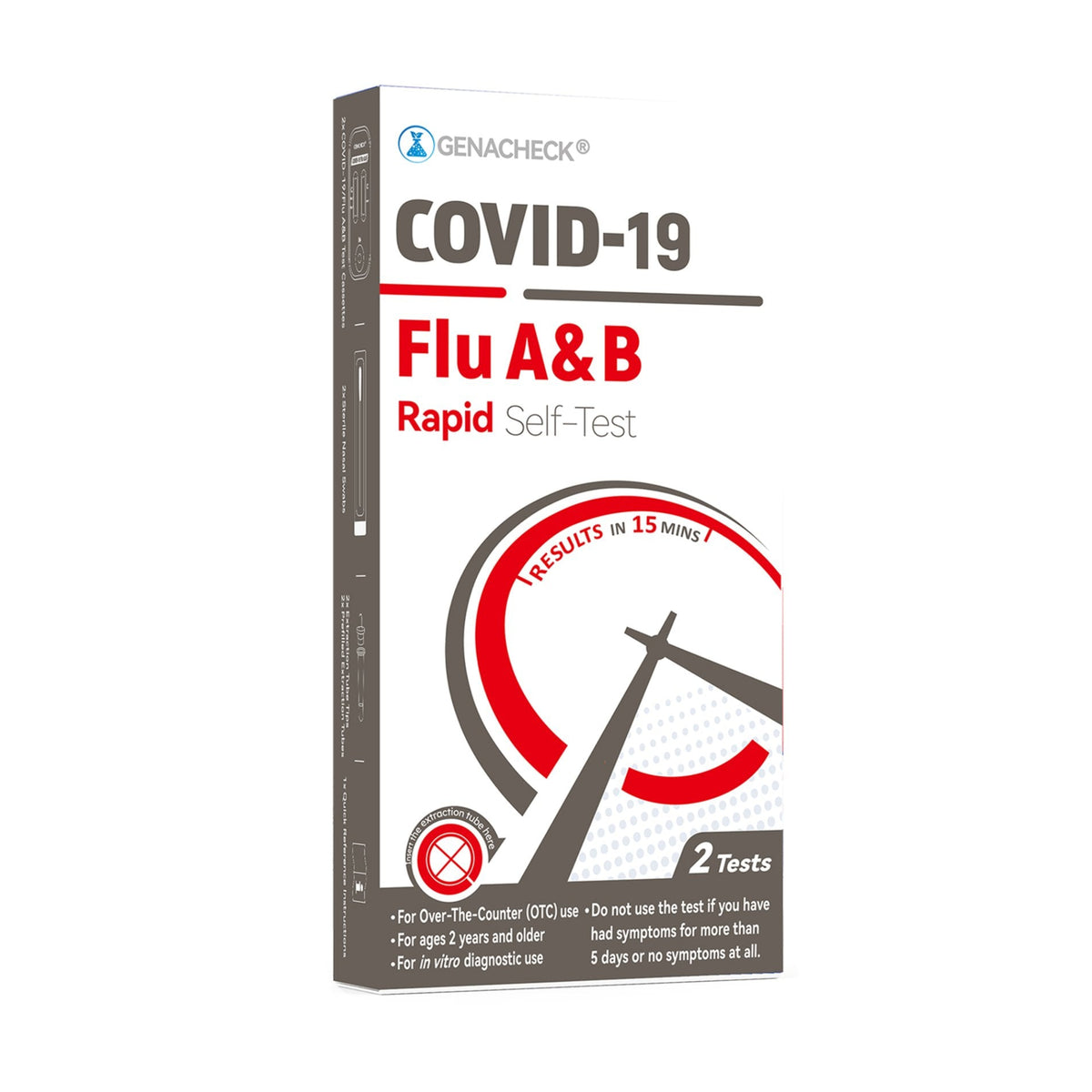 GenaCheck® Rapid COVID‑19 and Flu Self‑Test Kit