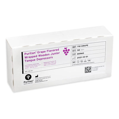 Puritan Grape Flavored Tongue Depressors, 5.5 Inch, Junior (50/Box)
