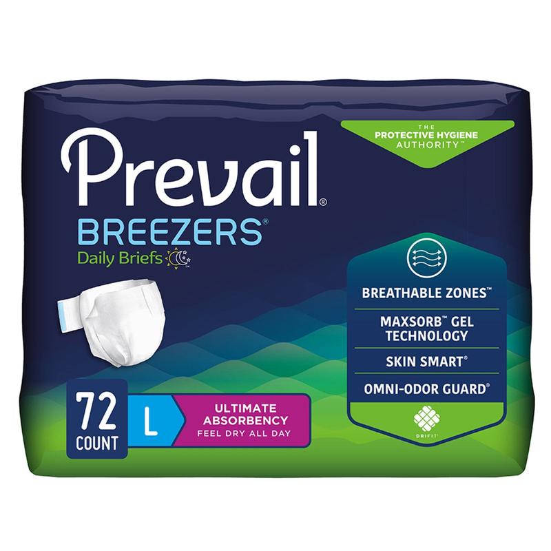 Prevail Breezers Unisex Briefs Large Case of 72