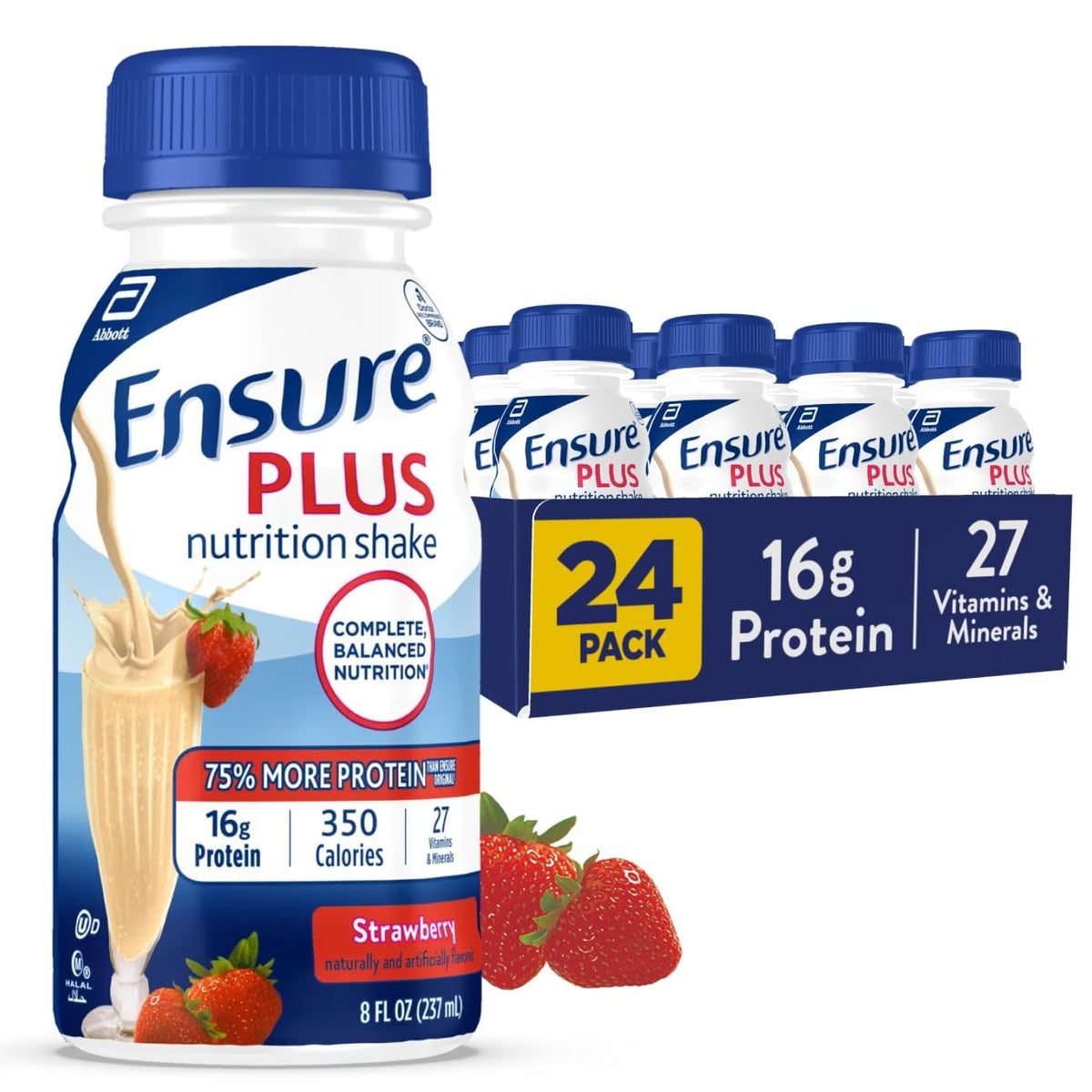 Ensure® Plus Nutrition Shake Strawberry Case of 24