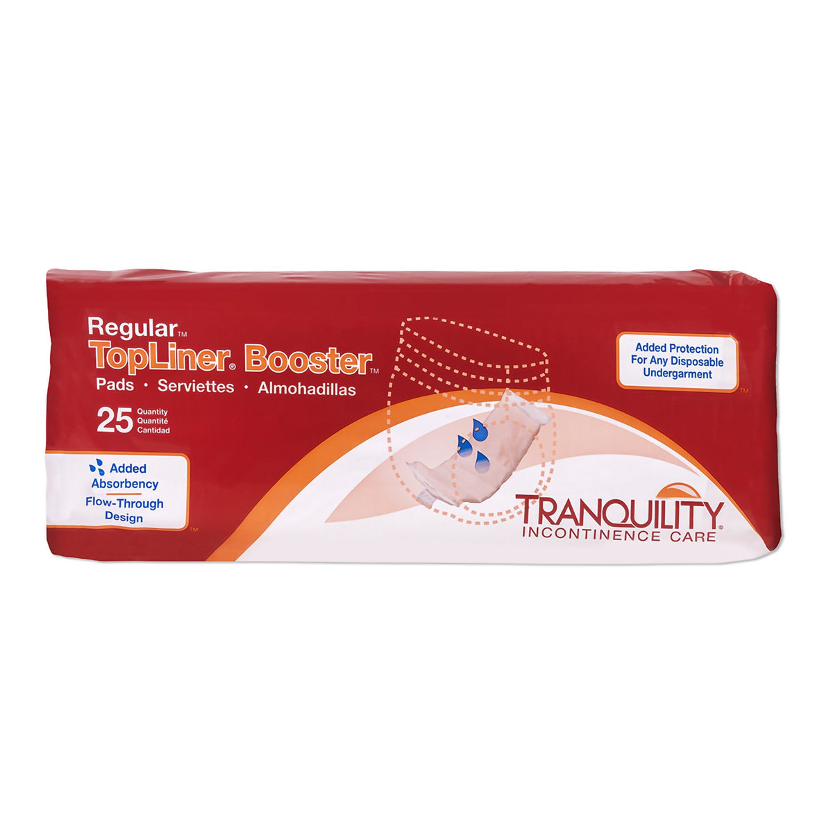Tranquility TopLiner Booster Pads 4 x 14 Inch Bag of 25