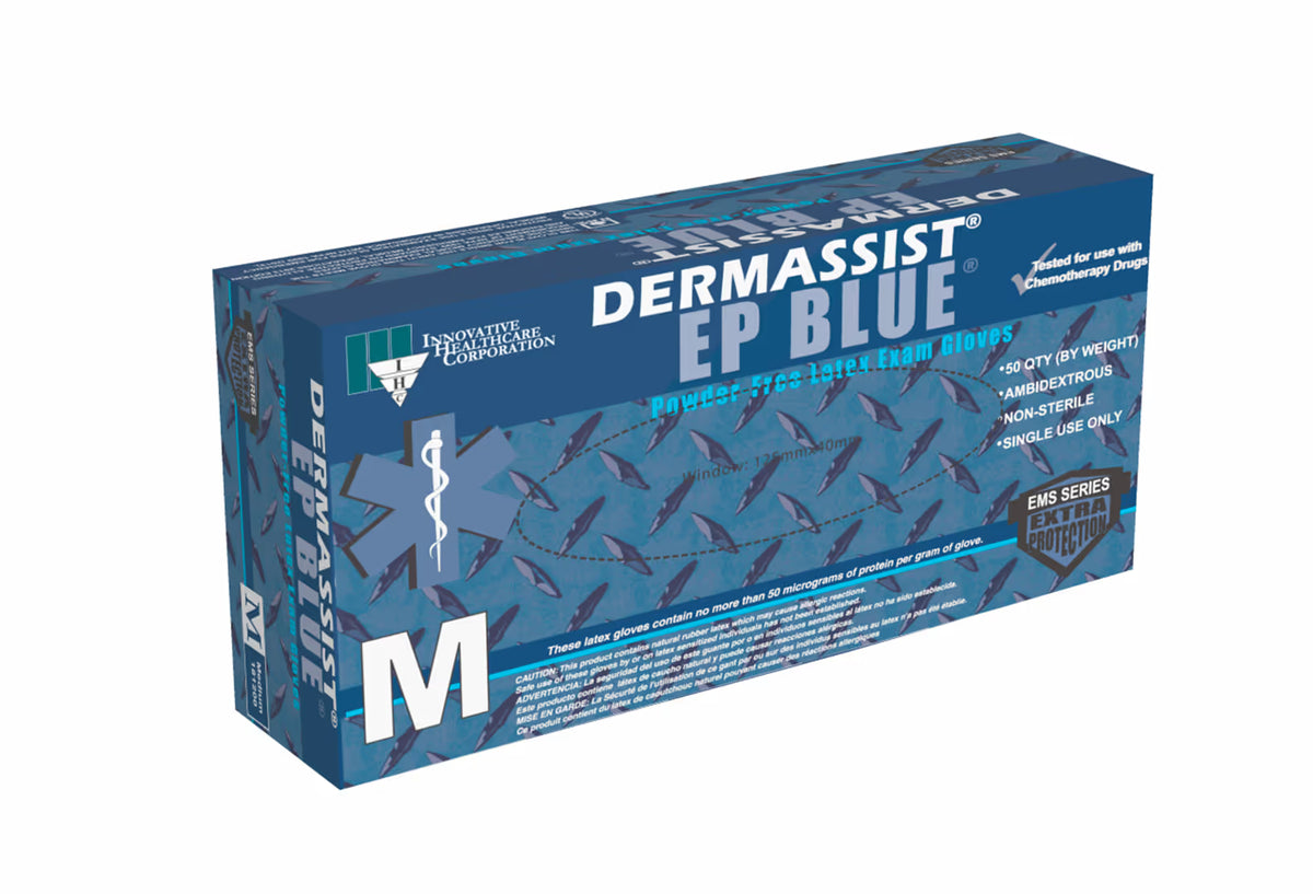 DermAssist® EP Blue™ Latex Extended Cuff Length Exam Glove