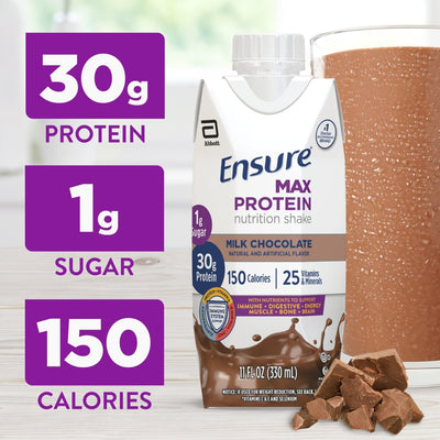 Ensure® Oral Supplement Max Protein Nutrition Shake Milk Chocolate & French Vanilla