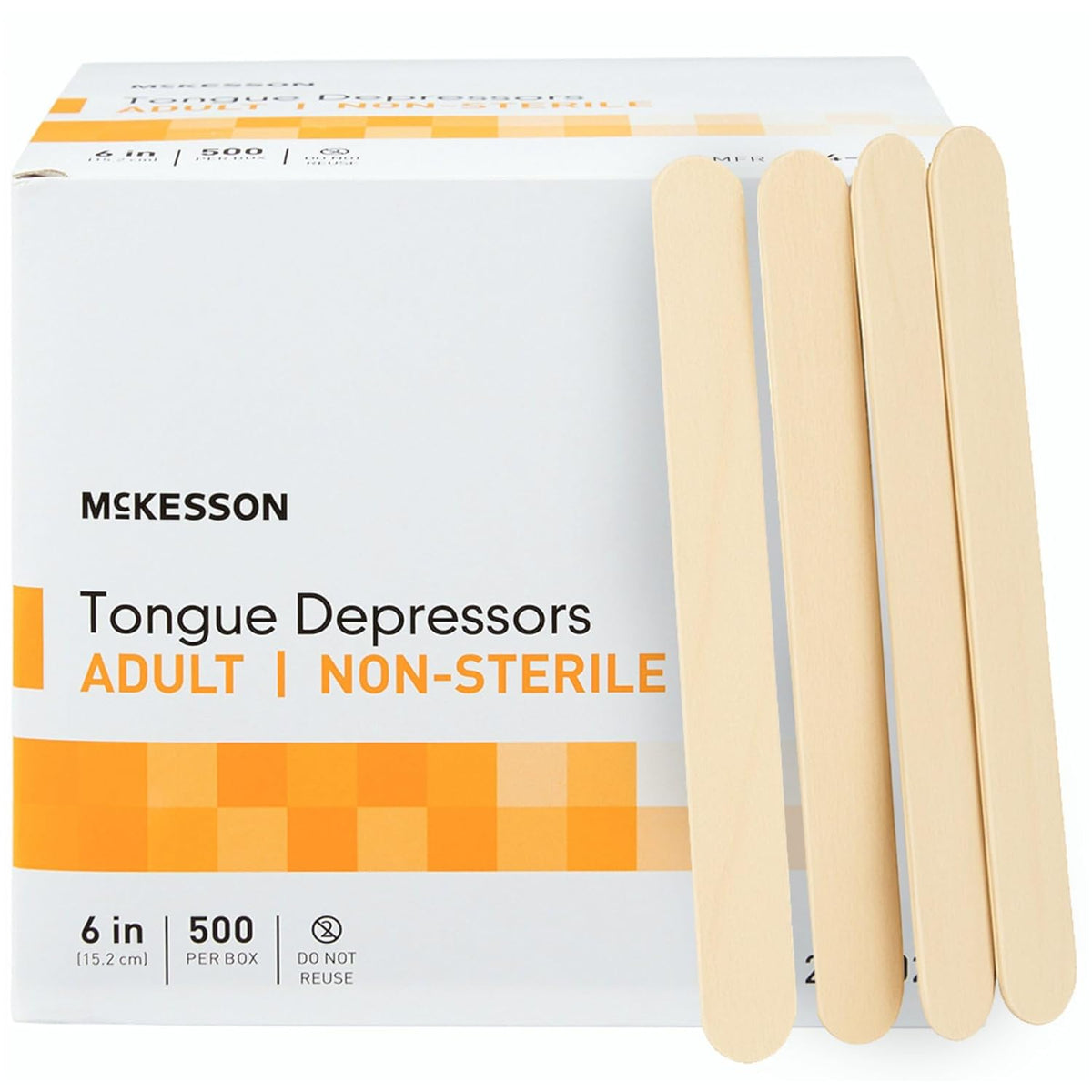 McKesson Tongue Depressor, 6 Inch, Adult, Non-Sterile (500/Box)