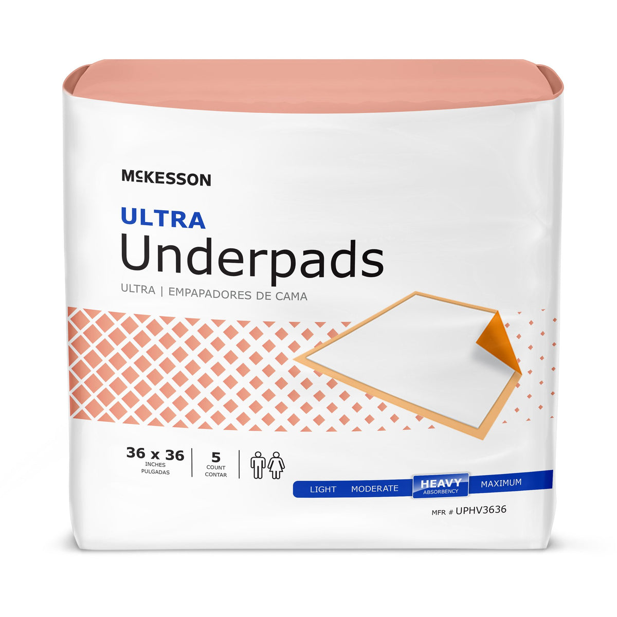 McKesson Ultra Underpads 36 x 36 Inch Bag of 5
