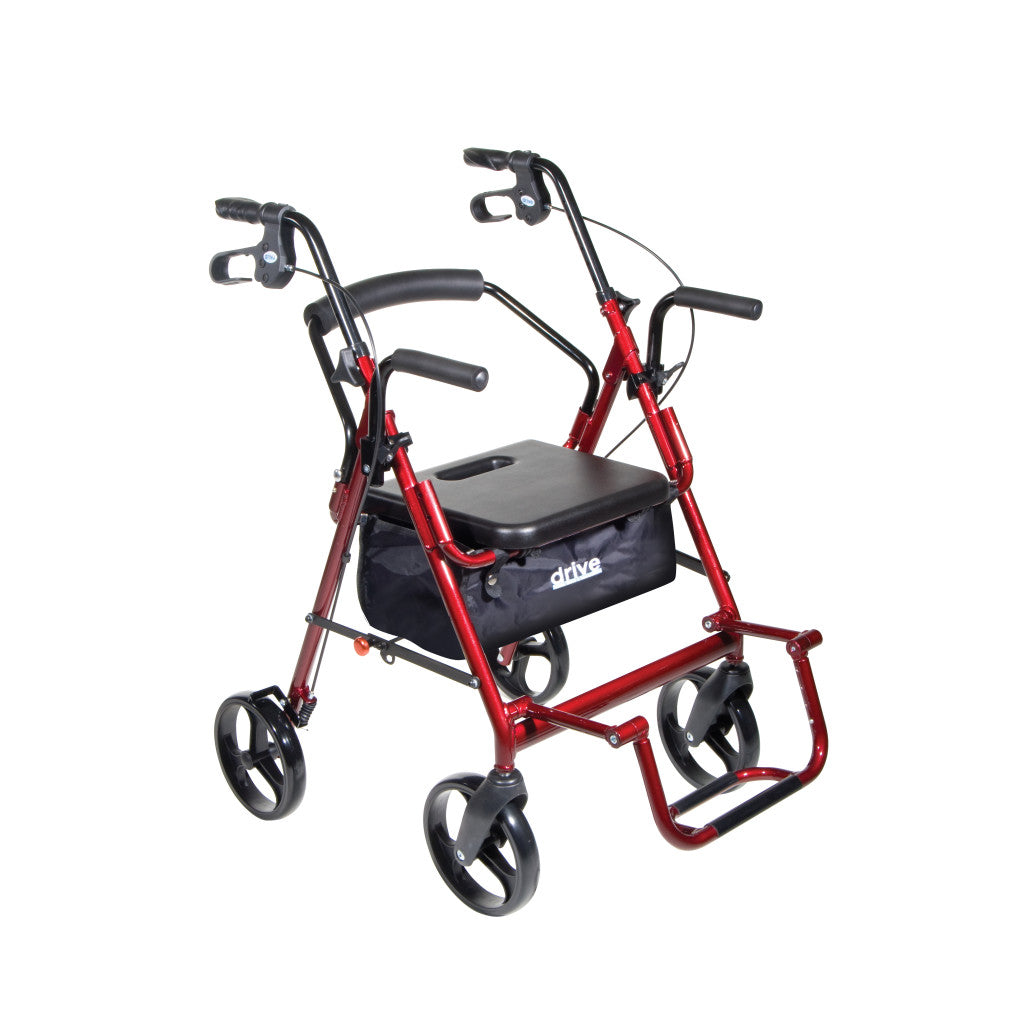 Drive Medical Duet Rollator Transport Chair with 8" Casters