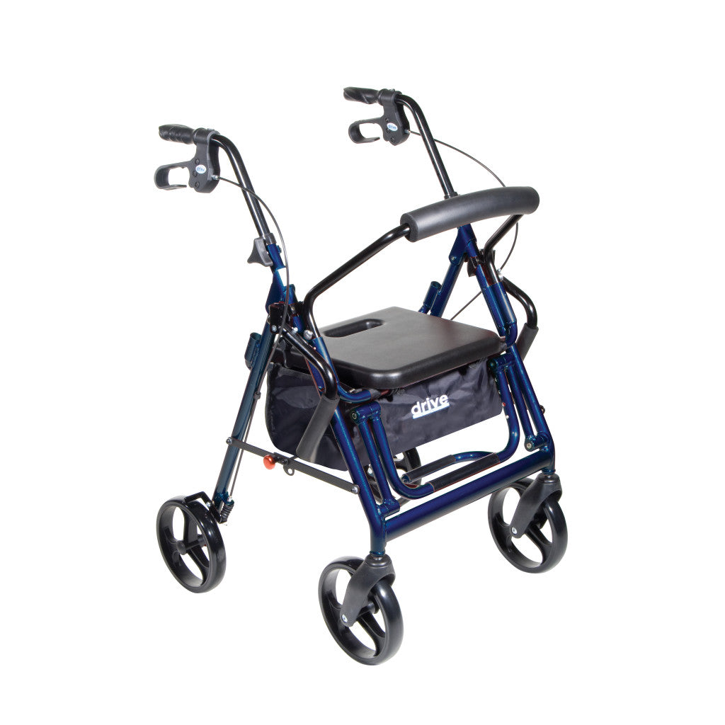 Duet rollator and transport chair, blue frame, black seat