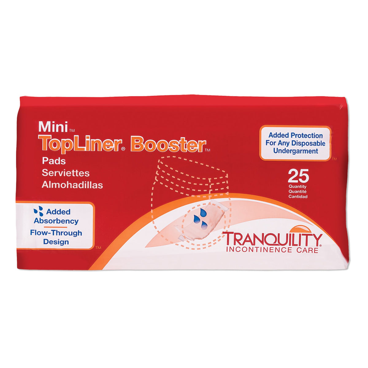 Tranquility TopLiner Booster Pads 2-3/4 x 10-1/2 Inch Case of 8