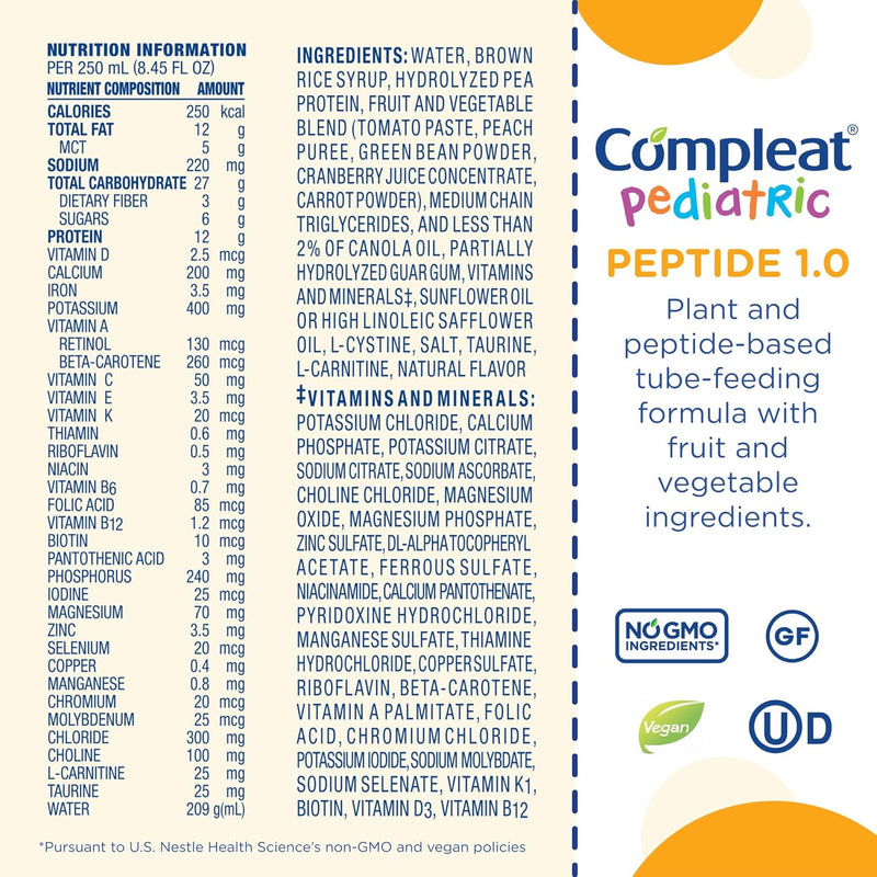 Compleat® Pediatric Nutritionally Complete Peptide Plant-Based Tube Feeding Formula