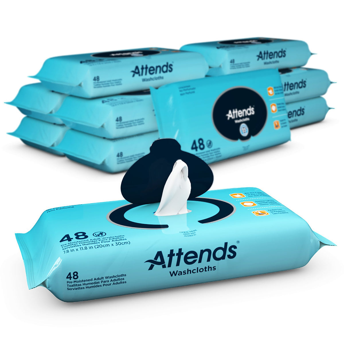 Attends® Unscented Washcloths