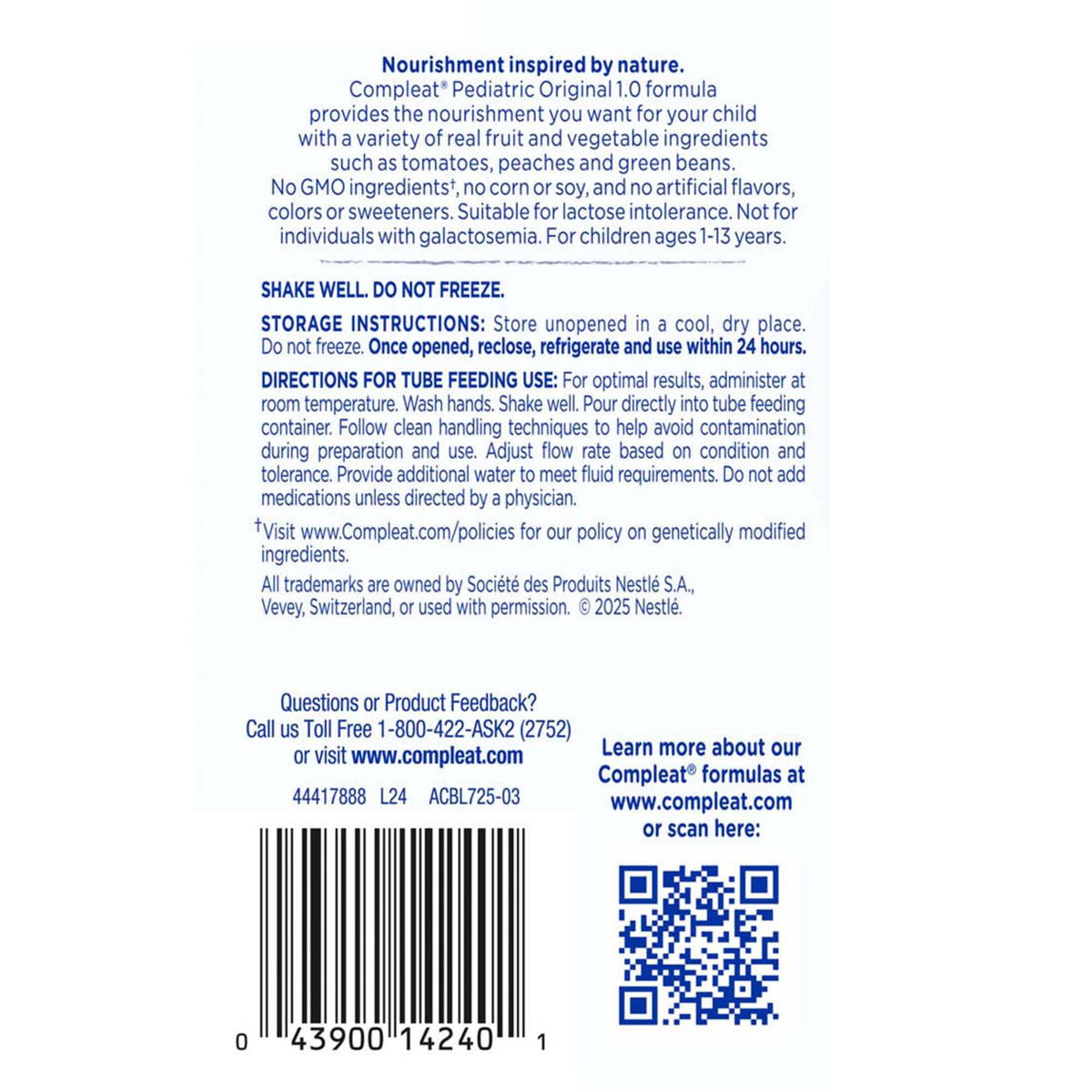 Compleat® Pediatric Ready to Use Pediatric Tube Feeding Formula