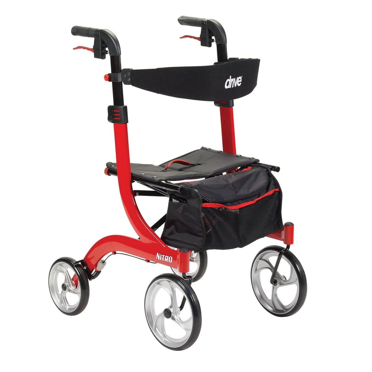 Drive Medical™ Nitro Four-Wheel Rollator Red