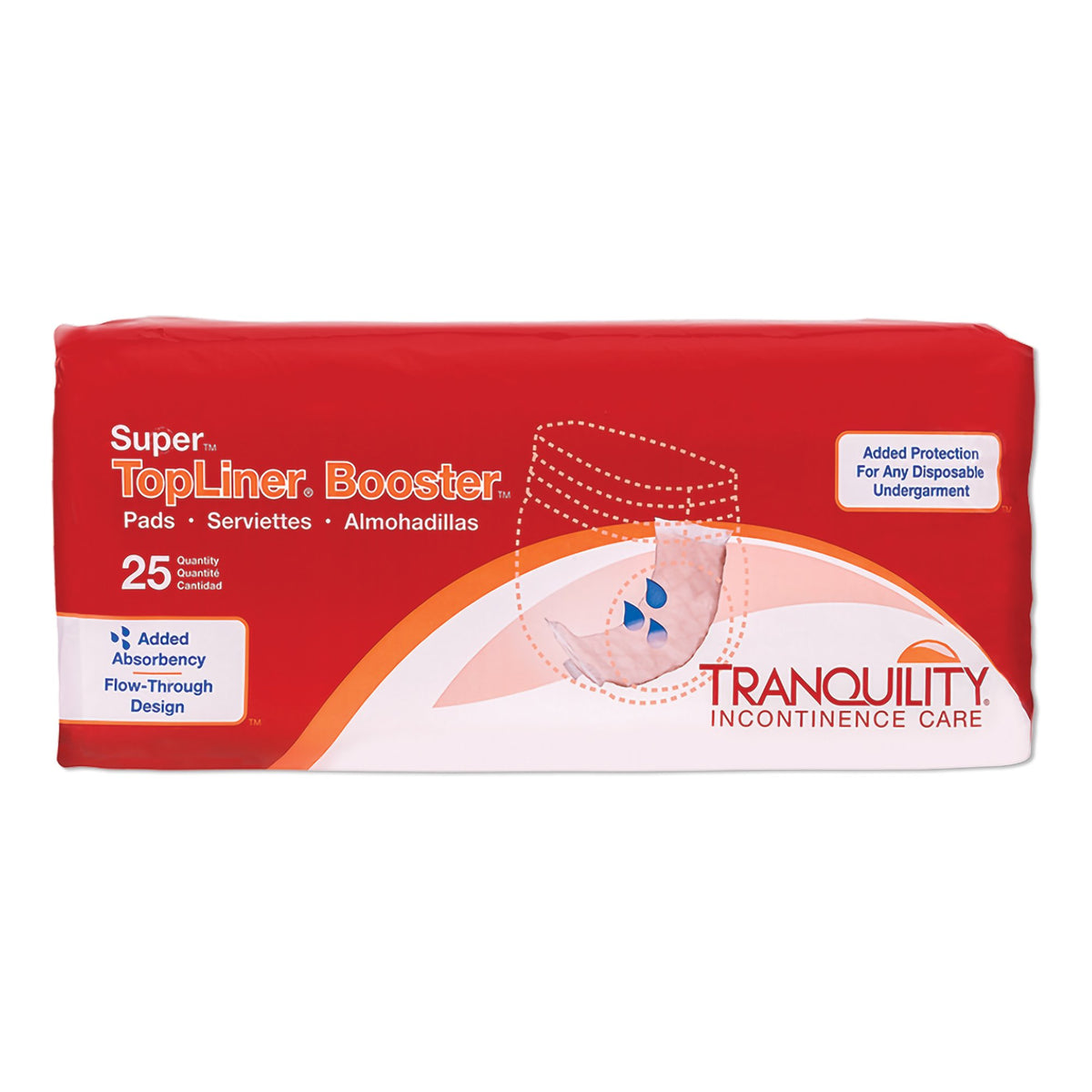 Tranquility TopLiner Booster Pads 4-1/4 x 15 Inch Bag of 25