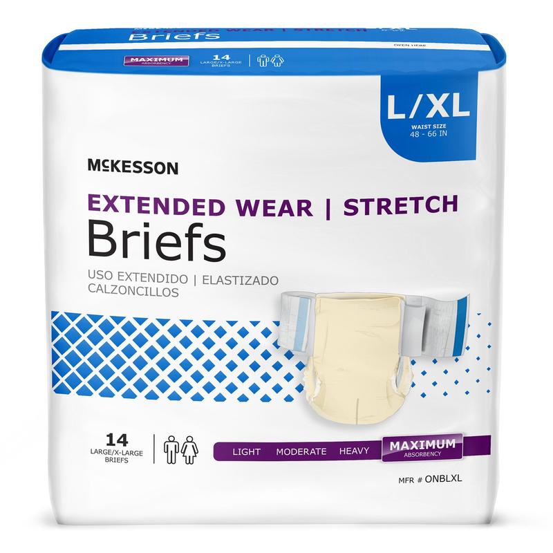 McKesson Extended Wear Stretch Briefs Large / X-Large Bag of 14