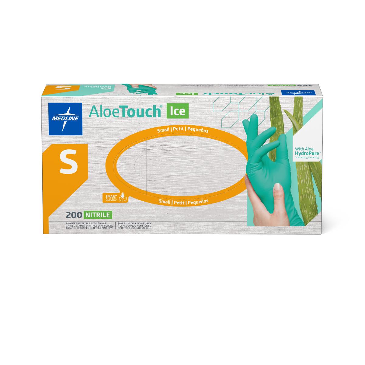 Medline AloeTouch ICE PF Nitrile Exam Gloves S Box of 200