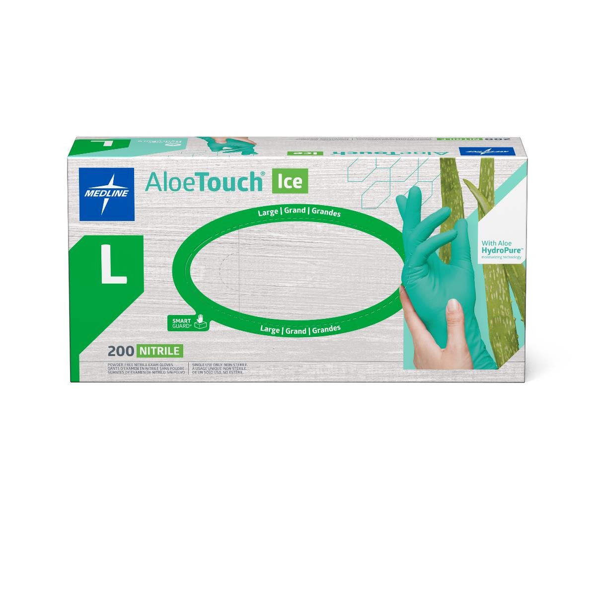 Medline AloeTouch ICE PF Nitrile Exam Gloves L Box of 200