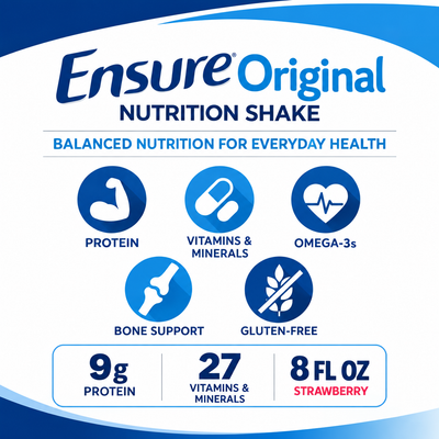 Ensure® Original Nutrition Shake Strawberry Flavor Liquid 8 oz. Bottle