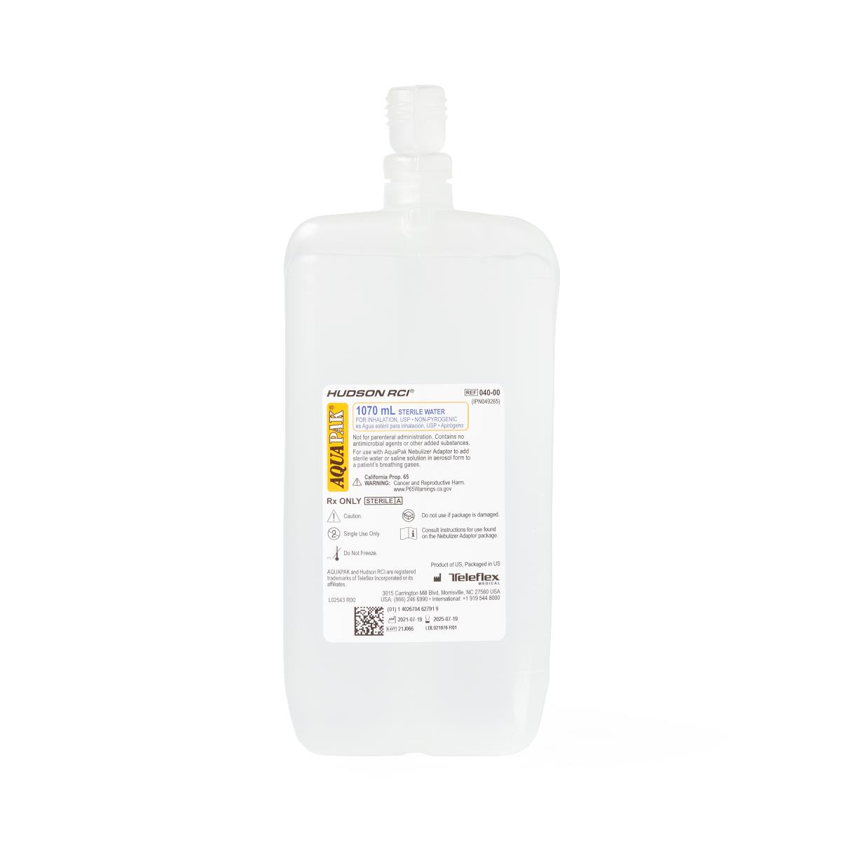 Aquapak Sterile Water with 028 Adaptor 440 mL Case of 10