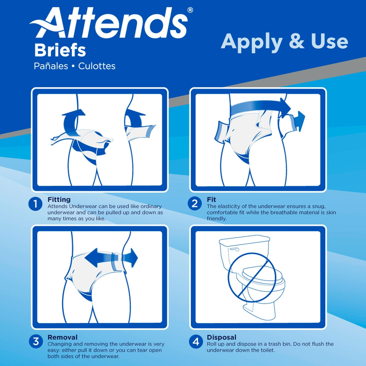 Attends® Advanced Unisex Adult Incontinence Briefs M | 32-44 in Bag of 24