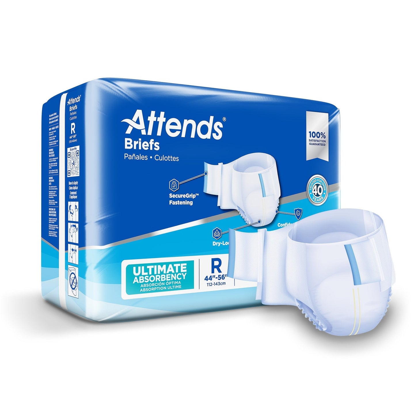 Attends® Advanced Unisex Adult Incontinence Briefs M | 32-44 in Bag of 24