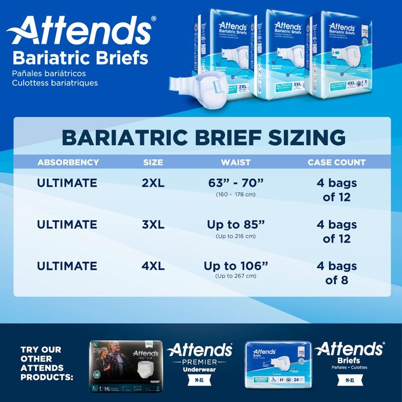 Attends® Bariatric Briefs 2XL Bag of 12