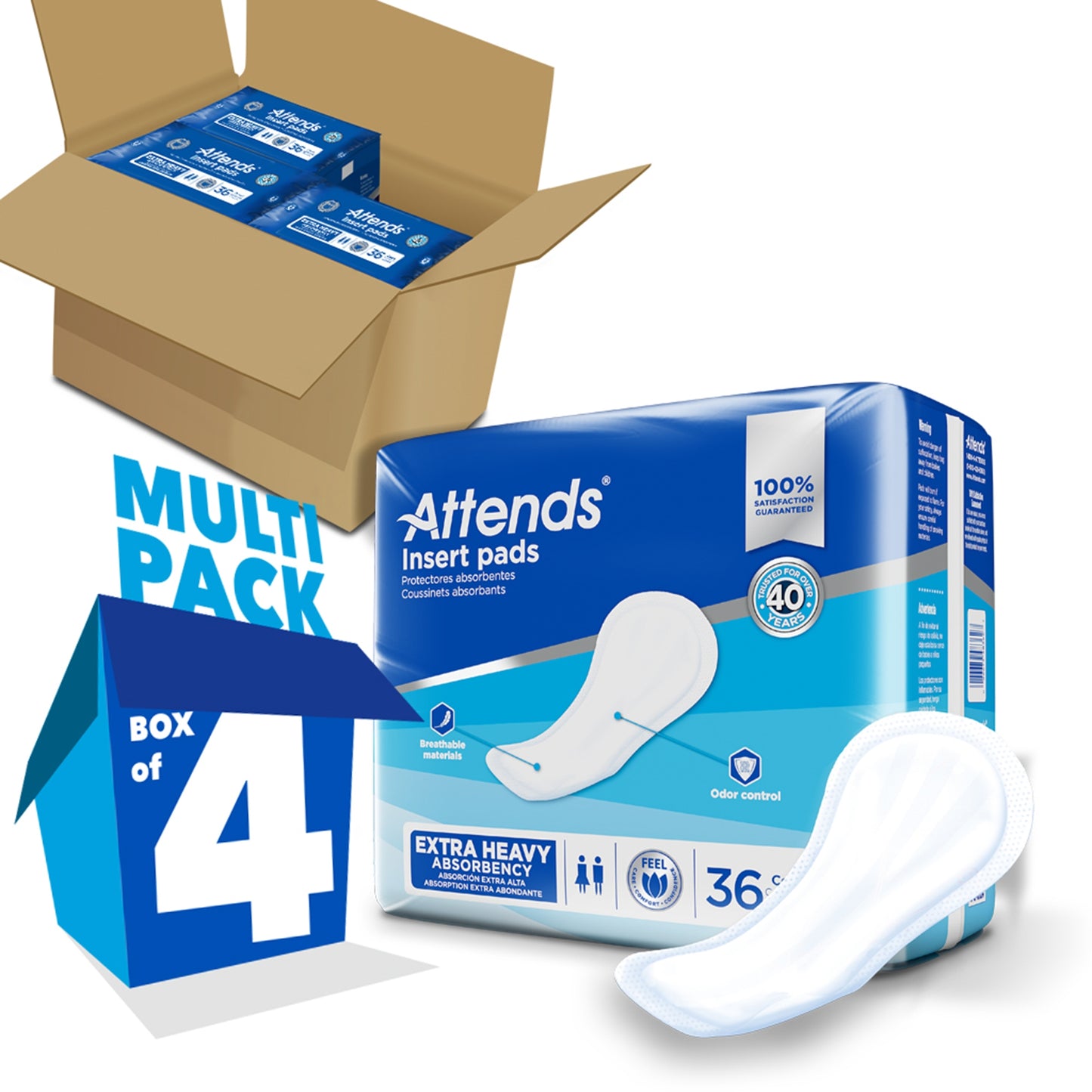 Attends® Insert Pads 16.5" Length Bag of 36