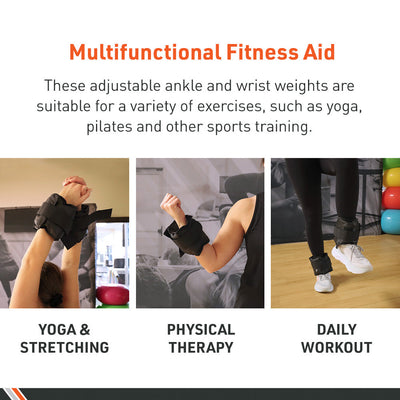 Body Sport® Wrist & Ankle Cuff Weights- Black 1.5 Lbs.