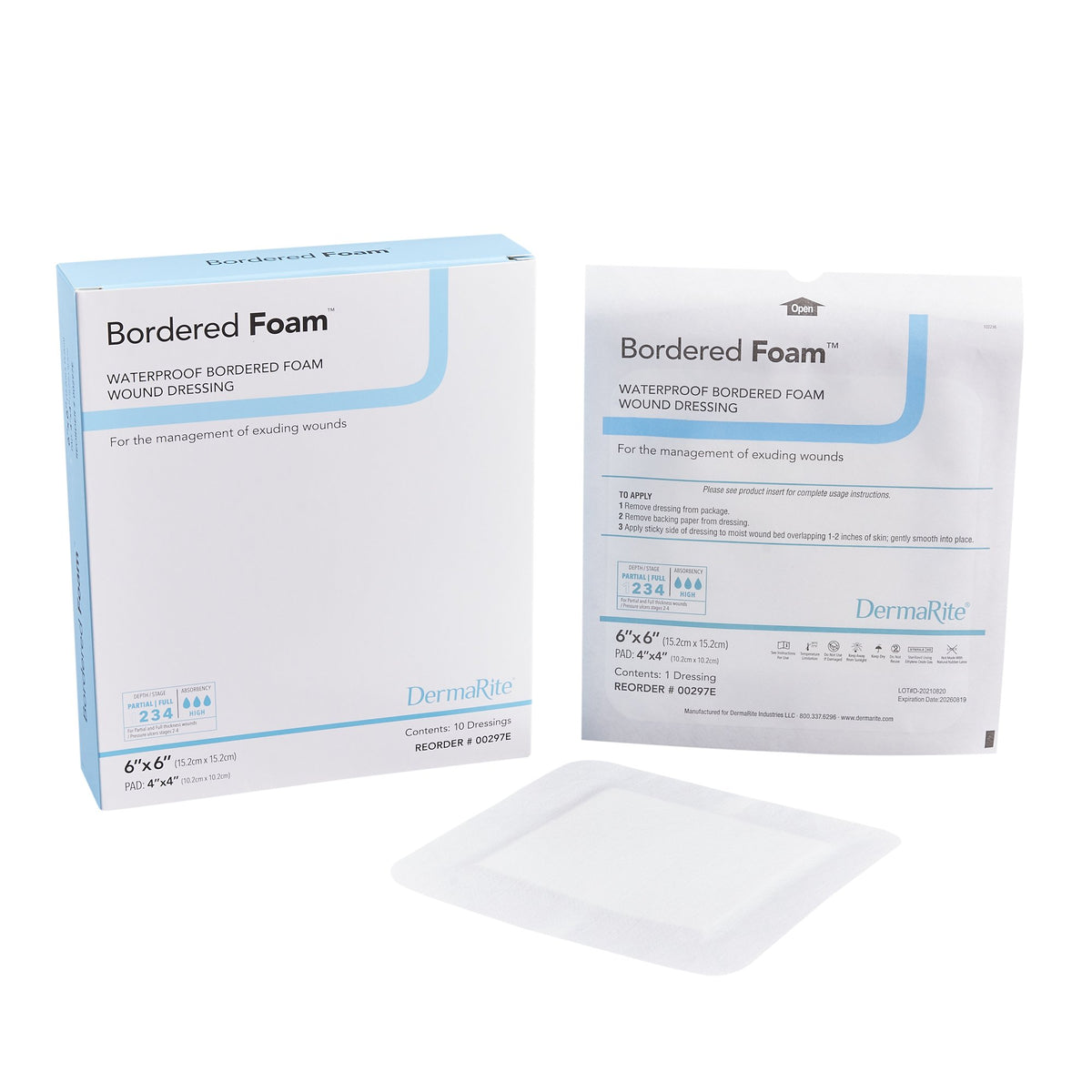 BorderedFoam® Adhesive with Border Foam Dressing 6" x 6" 1 Each