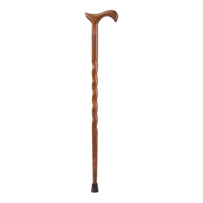 Brazos™ Twisted Walnut Derby Handcrafted Walking Cane Wood Grain 34"