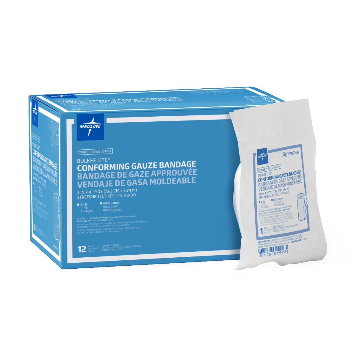 Bulkee Lite Sterile Cotton Conforming Bandages 2" x 3.5 Yards Each