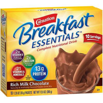 Carnation Breakfast Essentials® Nutritional Drink Chocolate Individual Packet Box of 10