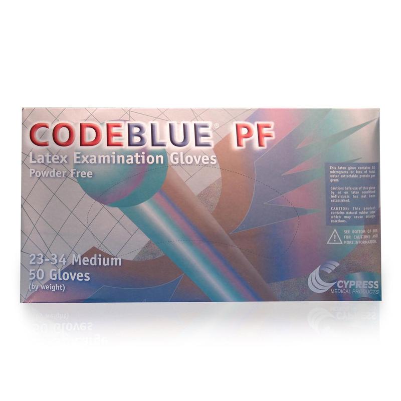 CodeBlue® PF Latex Extended Cuff Length Exam Glove M Box of 50