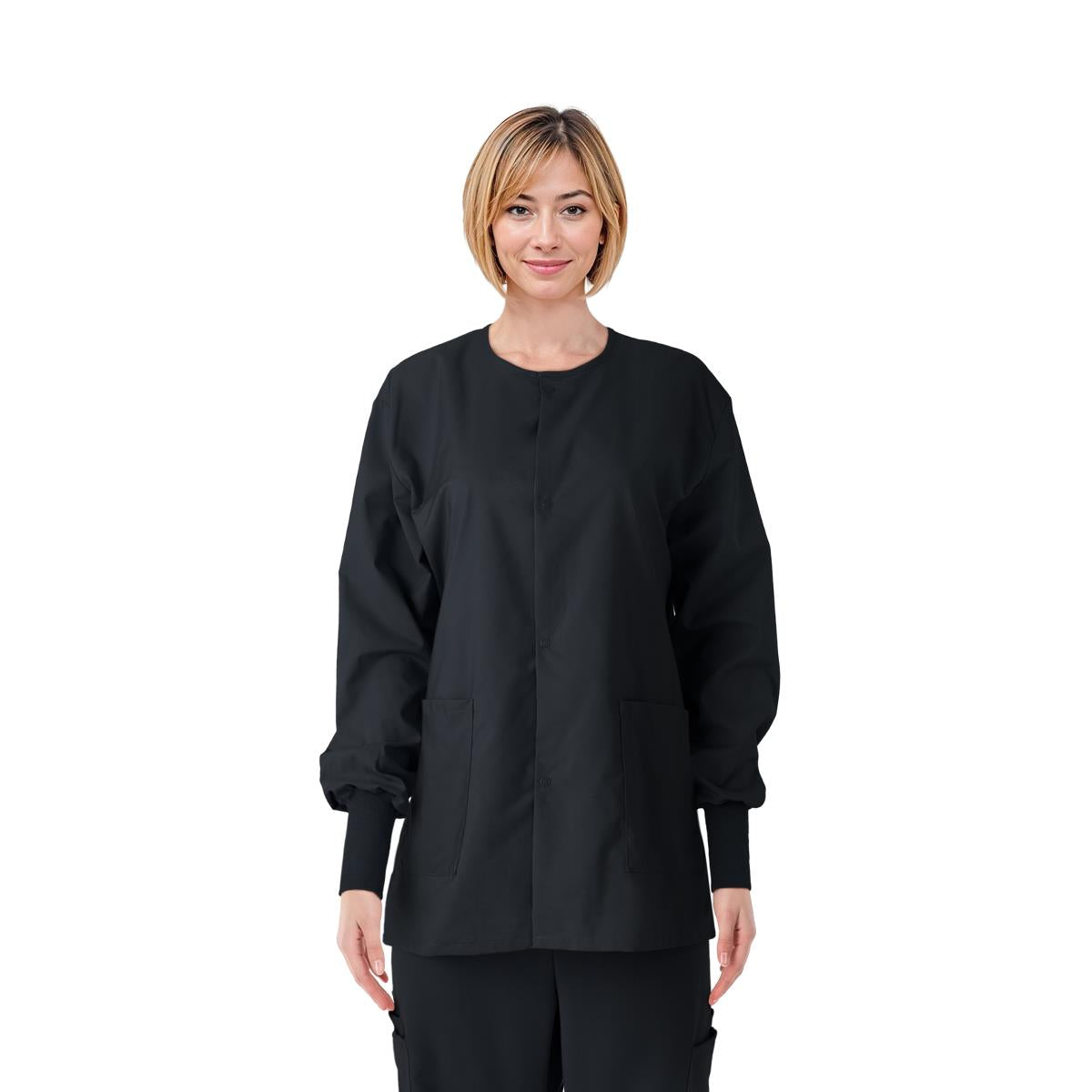 ComfortEase Unisex Crew-Neck Warm-Up Jackets Black 2XS