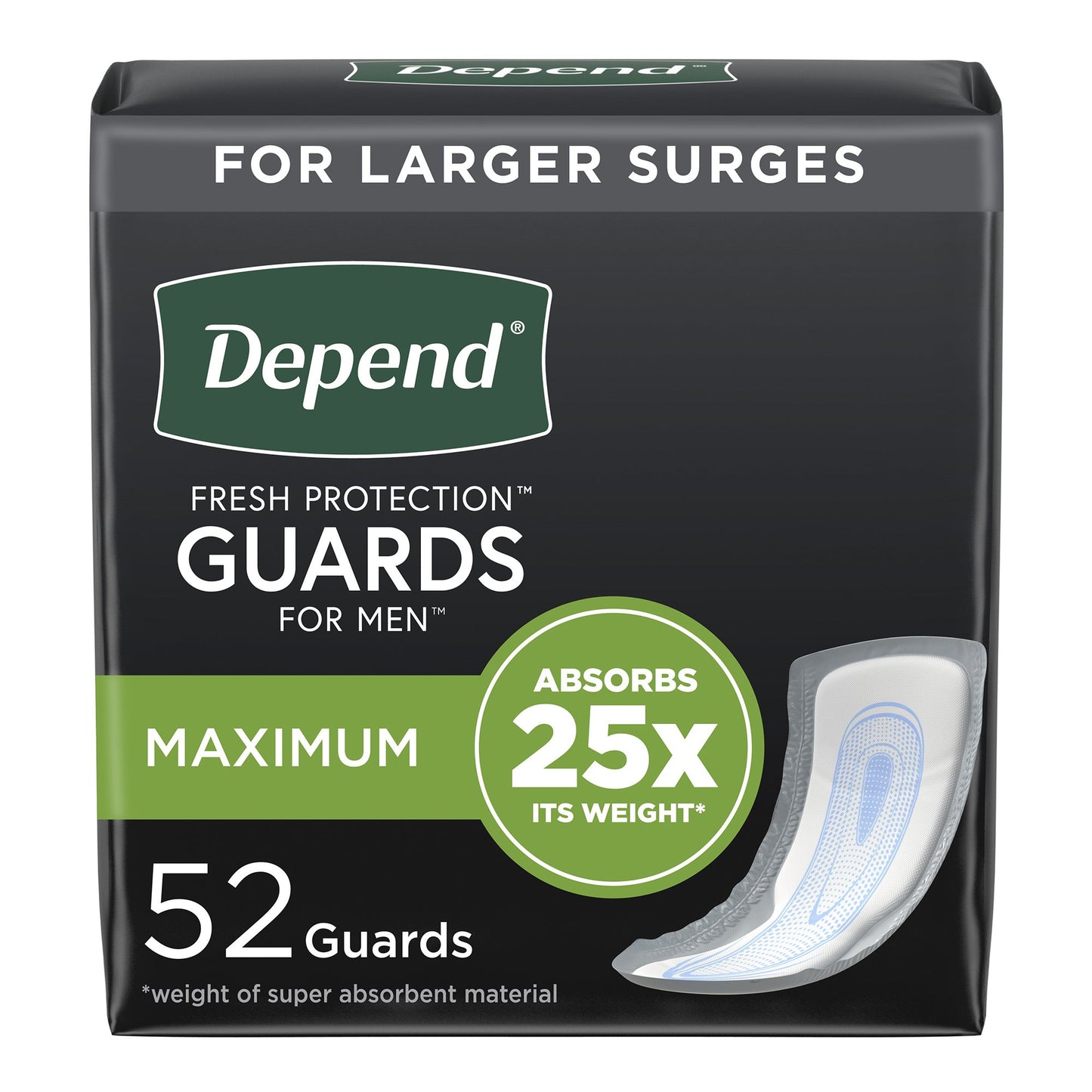 Depend® Guards for Men 12 Inch Length Bag of 52