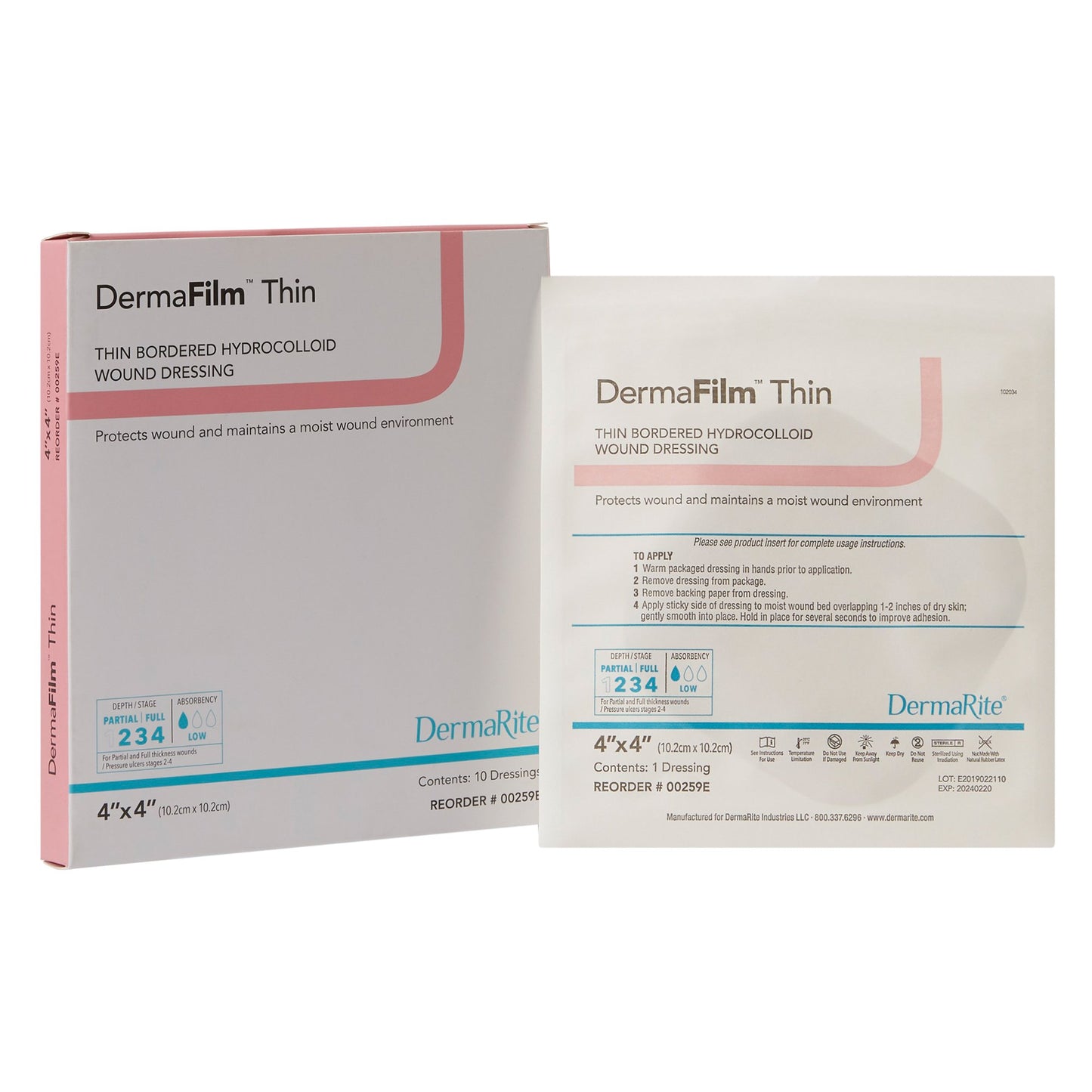 DermaFilm® Thin with Border Hydrocolloid Dressing 2" x 2" 1 Each