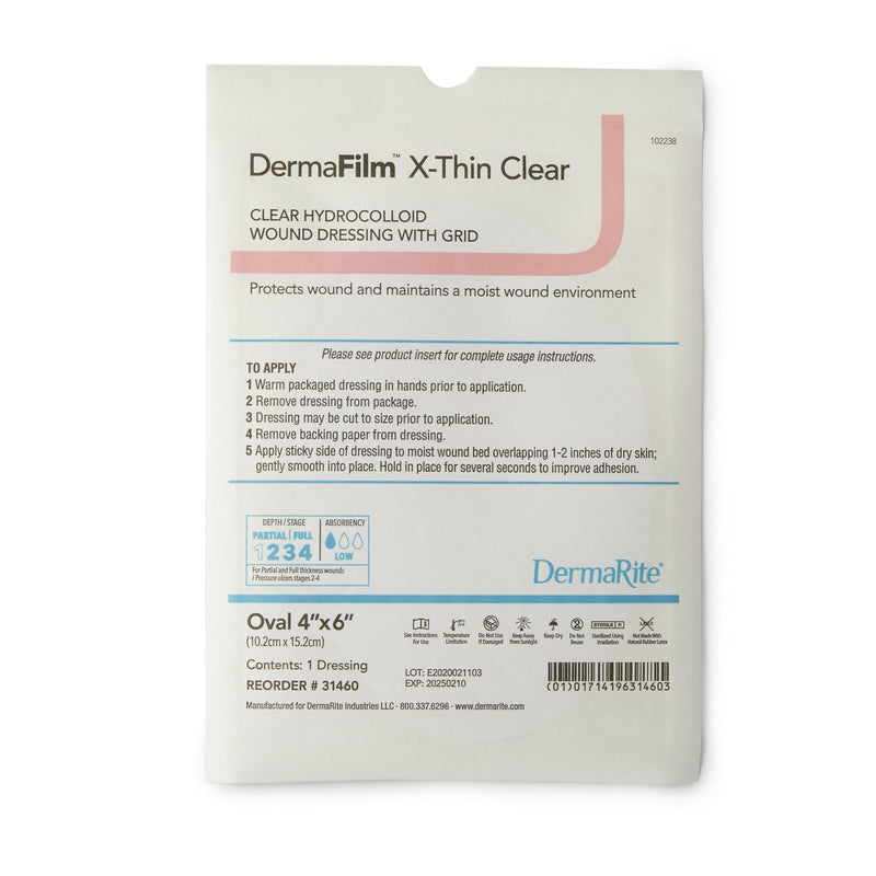 DermaFilm® X-Thin Clear Hydrocolloid Wound Dressing with Grid 1 Each