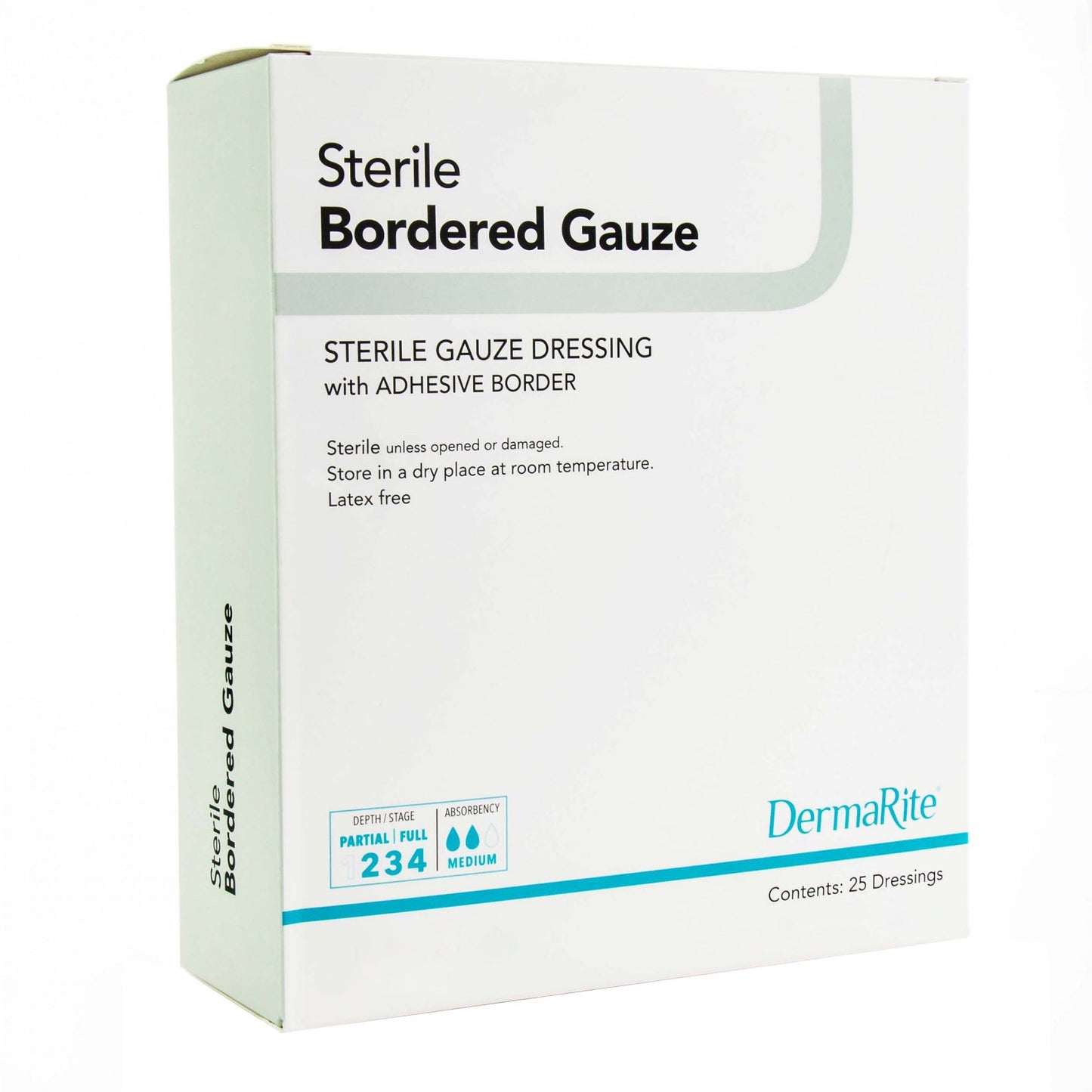 DermaRite® Sterile Gauze Adhesive Dressing White 4" x 10" Box of 25