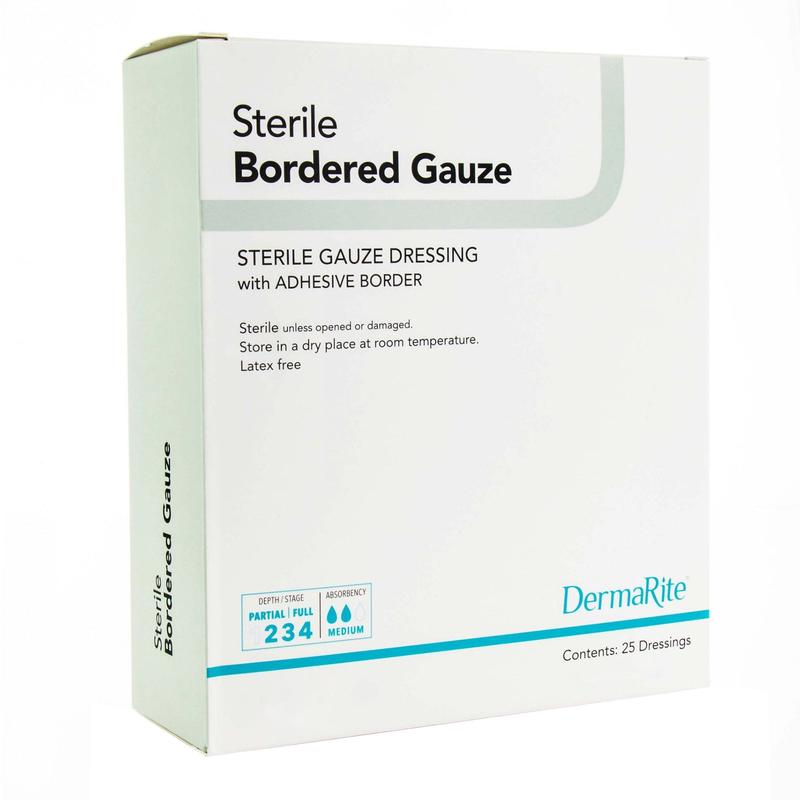 DermaRite® Sterile Gauze Adhesive Dressing White 4" x 10" Box of 25