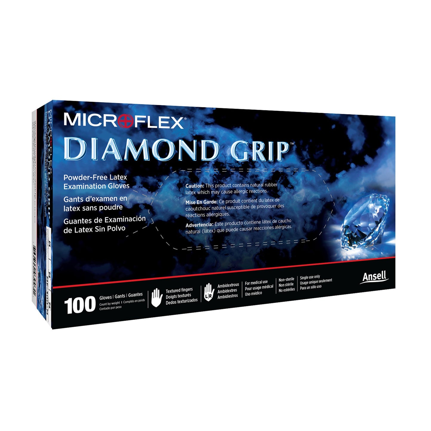Diamond Grip™ Latex Exam Glove S Box of 100