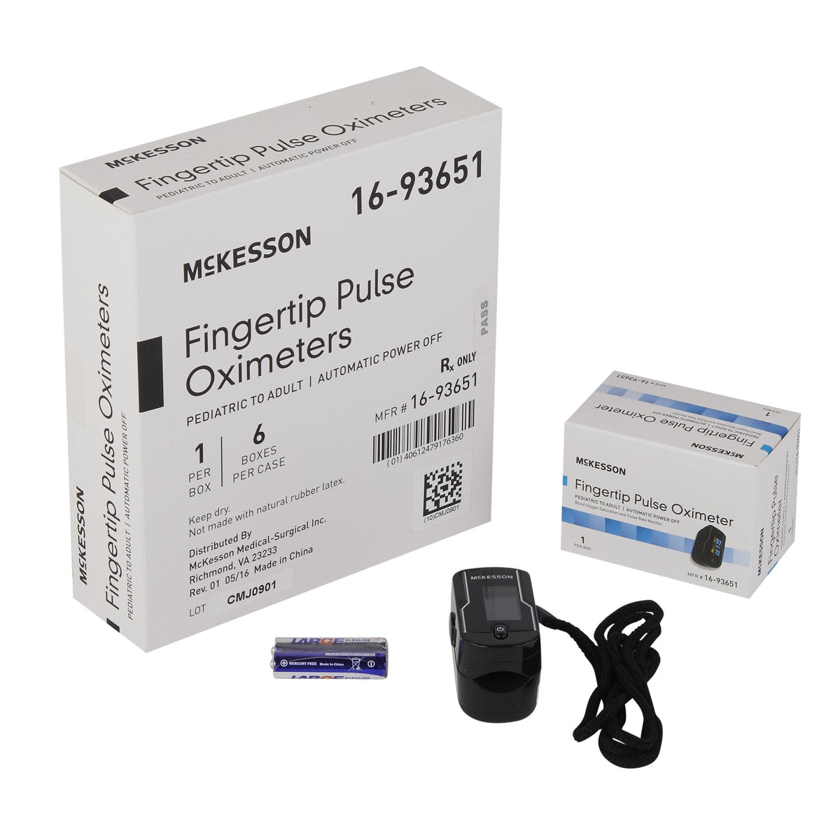 McKesson Fingertip Pulse Oximeter, Battery Operated without Alarm