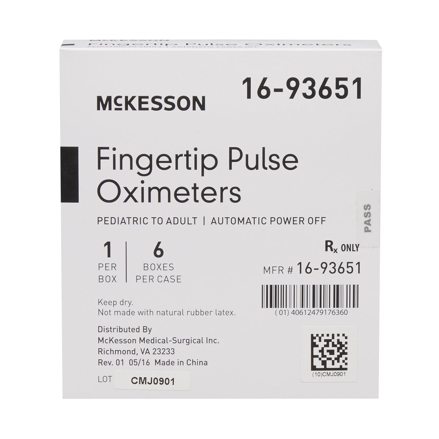 McKesson Fingertip Pulse Oximeter, Battery Operated without Alarm