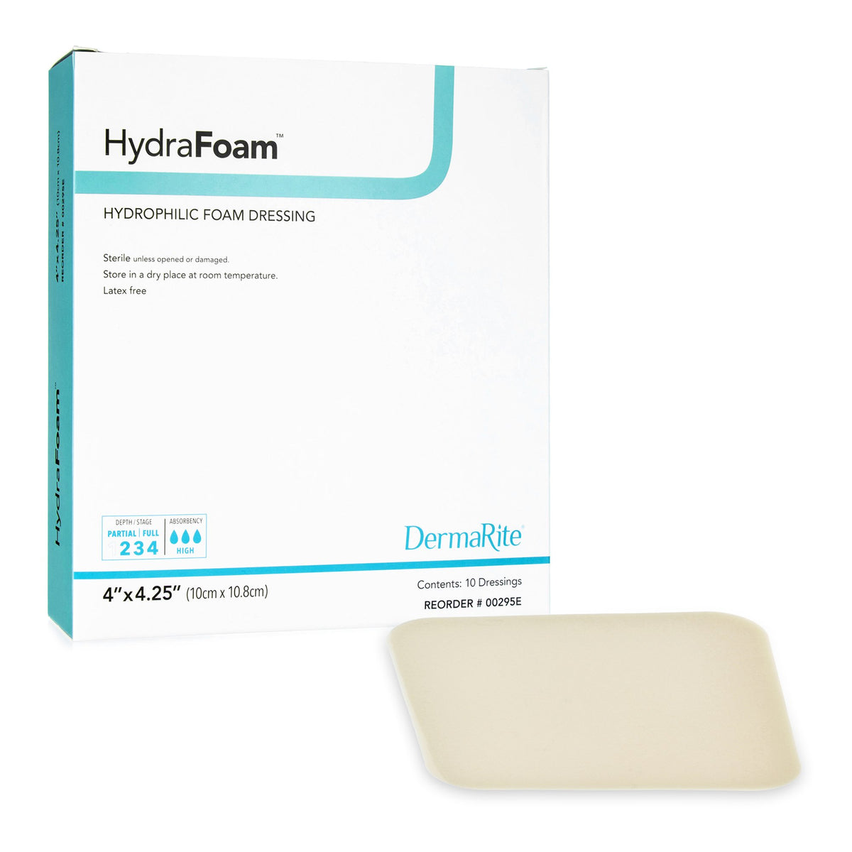 HydraFoam™ Nonadhesive Foam Dressing 4" x 4-1/4" 1 Each